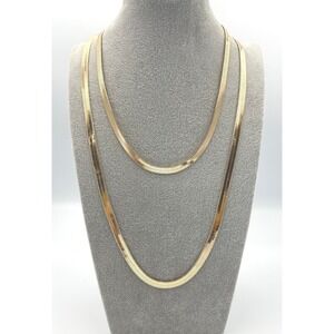 Off Park Collection Herringbone Necklace Women OS Gold Long Layered Flat Chain